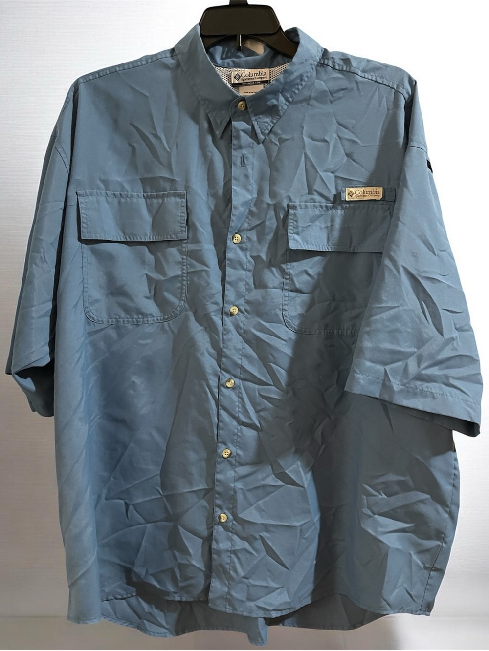 Columbia Men's Short Sleeve Blue Outdoor Shirt 2X